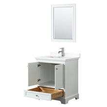 Load image into Gallery viewer, Wyndham Deborah 30 Inch Single Bathroom Vanity in White, White Cultured Marble Countertop, Undermount Square Sink, 24 Inch Mirror- Wyndham