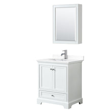Load image into Gallery viewer, Wyndham Deborah 30 Inch Single Bathroom Vanity in White, White Cultured Marble Countertop, Undermount Square Sink, Medicine Cabinet- Wyndham