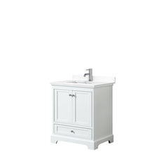 Load image into Gallery viewer, Wyndham Deborah 30 Inch Single Bathroom Vanity in White, White Cultured Marble Countertop, Undermount Square Sink, No Mirror- Wyndham