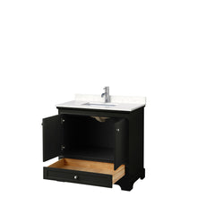 Load image into Gallery viewer, Wyndham Deborah 36 Inch Single Bathroom Vanity in Dark Espresso, Light-Vein Carrara Cultured Marble Countertop, Undermount Square Sink, No Mirror- Wyndham