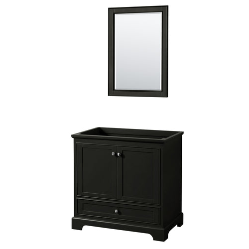 Wyndham Deborah 36 Inch Single Bathroom Vanity in Dark Espresso, No Countertop, No Sink, and 24 Inch Mirror- Wyndham