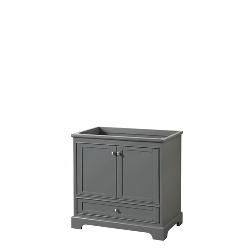 Wyndham Deborah 36 Inch Single Bathroom Vanity in Dark Gray, No Countertop, No Sink, and No Mirror- Wyndham