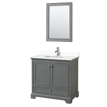 Load image into Gallery viewer, Wyndham Deborah 36 Inch Single Bathroom Vanity in Dark Gray, White Cultured Marble Countertop, Undermount Square Sink, 24 Inch Mirror- Wyndham