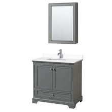 Load image into Gallery viewer, Wyndham Deborah 36 Inch Single Bathroom Vanity in Dark Gray, White Cultured Marble Countertop, Undermount Square Sink, Medicine Cabinet- Wyndham