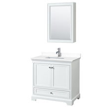 Load image into Gallery viewer, Wyndham Deborah 36 Inch Single Bathroom Vanity in White, White Cultured Marble Countertop, Undermount Square Sink, Medicine Cabinet- Wyndham