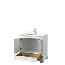 Load image into Gallery viewer, Wyndham Deborah 36 Inch Single Bathroom Vanity in White, White Cultured Marble Countertop, Undermount Square Sink, No Mirror- Wyndham