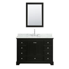 Load image into Gallery viewer, Wyndham Deborah 48 Inch Single Bathroom Vanity in Dark Espresso, White Carrara Marble Countertop, Undermount Oval Sink, and Medicine Cabinet- Wyndham