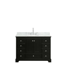 Load image into Gallery viewer, Wyndham Deborah 48 Inch Single Bathroom Vanity in Dark Espresso, White Carrara Marble Countertop, Undermount Oval Sink, and No Mirror- Wyndham