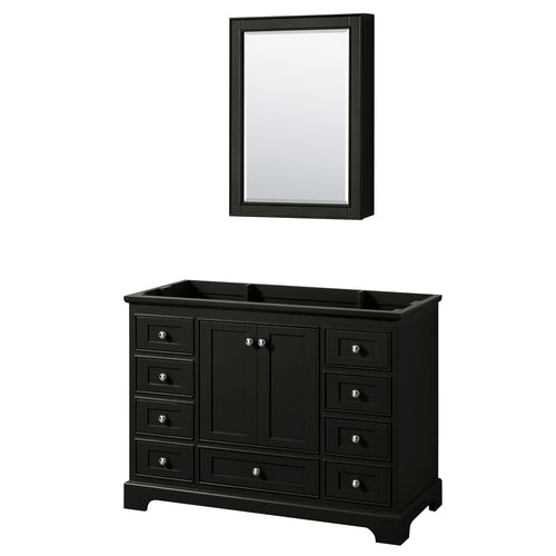 Wyndham Deborah 48 Inch Single Bathroom Vanity in Dark Espresso, No Countertop, No Sink, and Medicine Cabinet- Wyndham
