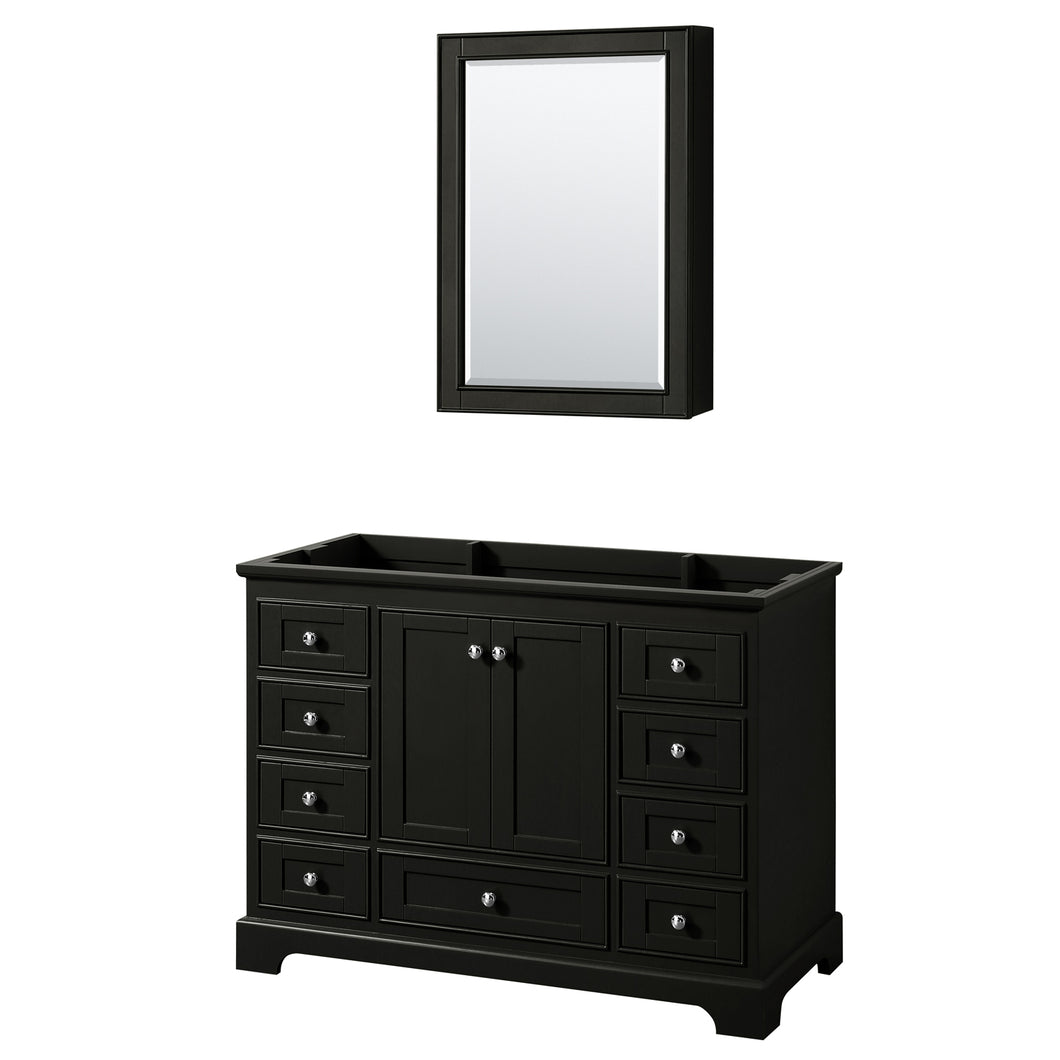Wyndham Deborah 48 Inch Single Bathroom Vanity in Dark Espresso, No Countertop, No Sink, and Medicine Cabinet- Wyndham