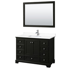 Load image into Gallery viewer, Wyndham Deborah 48 Inch Single Bathroom Vanity in Dark Espresso, White Cultured Marble Countertop, Undermount Square Sink, 46 Inch Mirror- Wyndham