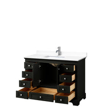 Load image into Gallery viewer, Wyndham Deborah 48 Inch Single Bathroom Vanity in Dark Espresso, White Cultured Marble Countertop, Undermount Square Sink, No Mirror- Wyndham