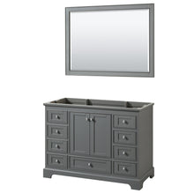 Load image into Gallery viewer, Wyndham Deborah 48 Inch Single Bathroom Vanity in Dark Gray, No Countertop, No Sink, and 46 Inch Mirror- Wyndham