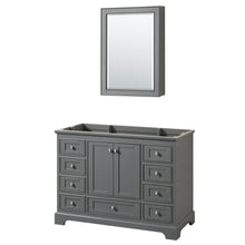 Load image into Gallery viewer, Wyndham Deborah 48 Inch Single Bathroom Vanity in Dark Gray, No Countertop, No Sink, and Medicine Cabinet- Wyndham