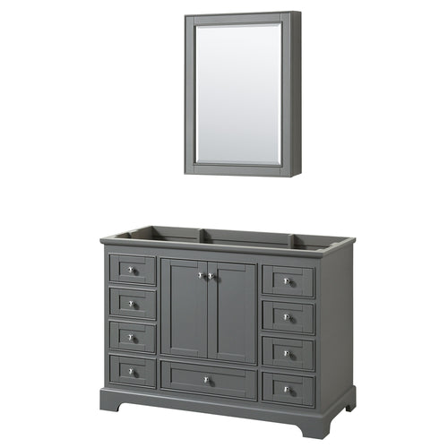 Wyndham Deborah 48 Inch Single Bathroom Vanity in Dark Gray, No Countertop, No Sink, and Medicine Cabinet- Wyndham