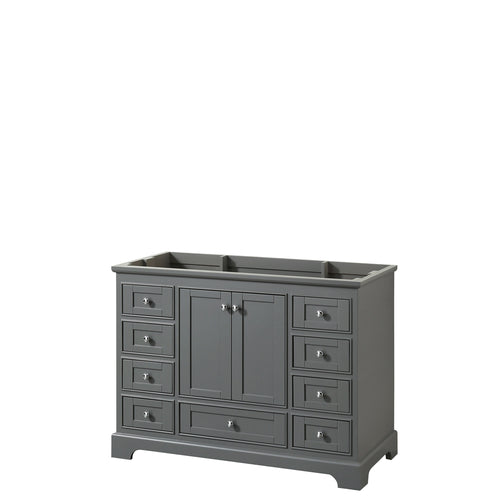 Wyndham Deborah 48 Inch Single Bathroom Vanity in Dark Gray, No Countertop, No Sink, and No Mirror- Wyndham
