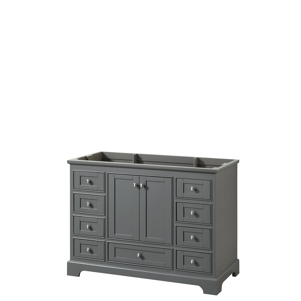 Wyndham Deborah 48 Inch Single Bathroom Vanity in Dark Gray, No Countertop, No Sink, and No Mirror- Wyndham