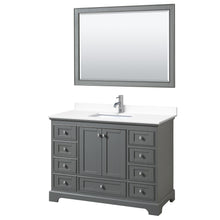 Load image into Gallery viewer, Wyndham Deborah 48 Inch Single Bathroom Vanity in Dark Gray, White Cultured Marble Countertop, Undermount Square Sink, 46 Inch Mirror- Wyndham
