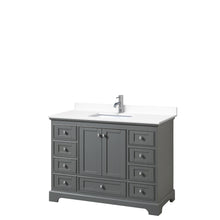 Load image into Gallery viewer, Wyndham Deborah 48 Inch Single Bathroom Vanity in Dark Gray, White Cultured Marble Countertop, Undermount Square Sink, No Mirror- Wyndham