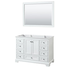 Load image into Gallery viewer, Wyndham Deborah 48 Inch Single Bathroom Vanity in White, No Countertop, No Sink, and 46 Inch Mirror- Wyndham