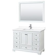 Load image into Gallery viewer, Wyndham Deborah 48 Inch Single Bathroom Vanity in White, White Cultured Marble Countertop, Undermount Square Sink, 46 Inch Mirror- Wyndham
