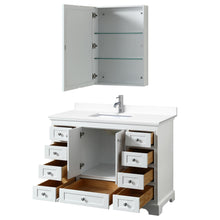 Load image into Gallery viewer, Wyndham Deborah 48 Inch Single Bathroom Vanity in White, White Cultured Marble Countertop, Undermount Square Sink, Medicine Cabinet- Wyndham