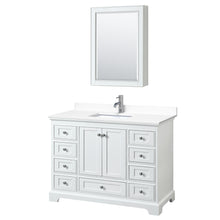 Load image into Gallery viewer, Wyndham Deborah 48 Inch Single Bathroom Vanity in White, White Cultured Marble Countertop, Undermount Square Sink, Medicine Cabinet- Wyndham