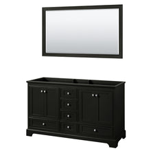 Load image into Gallery viewer, Wyndham Deborah 60 Inch Double Bathroom Vanity in Dark Espresso, No Countertop, No Sinks, and 58 Inch Mirror- Wyndham