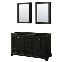 Load image into Gallery viewer, Wyndham Deborah 60 Inch Double Bathroom Vanity in Dark Espresso, No Countertop, No Sinks, and Medicine Cabinets- Wyndham