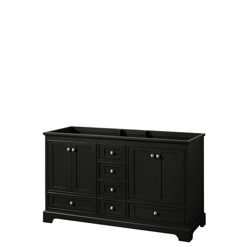 Wyndham Deborah 60 Inch Double Bathroom Vanity in Dark Espresso, No Countertop, No Sinks, and No Mirrors- Wyndham