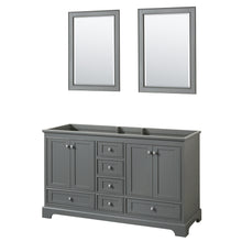 Load image into Gallery viewer, Wyndham Deborah 60 Inch Double Bathroom Vanity in Dark Gray, No Countertop, No Sinks, and 24 Inch Mirrors- Wyndham