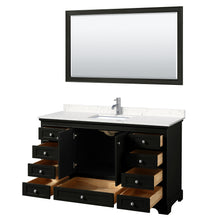 Load image into Gallery viewer, Wyndham Deborah 60 Inch Single Bathroom Vanity in Dark Espresso, Light-Vein Carrara Cultured Marble Countertop, Undermount Square Sink, 58 Inch Mirror- Wyndham