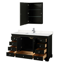 Load image into Gallery viewer, Wyndham Deborah 60 Inch Single Bathroom Vanity in Dark Espresso, Light-Vein Carrara Cultured Marble Countertop, Undermount Square Sink, Medicine Cabinet- Wyndham
