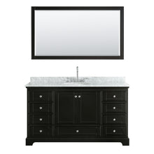 Load image into Gallery viewer, Wyndham Deborah 60 Inch Single Bathroom Vanity in Dark Espresso, White Carrara Marble Countertop, Undermount Oval Sink, and 58 Inch Mirror- Wyndham