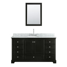Load image into Gallery viewer, Wyndham Deborah 60 Inch Single Bathroom Vanity in Dark Espresso, White Carrara Marble Countertop, Undermount Oval Sink, and Medicine Cabinet- Wyndham