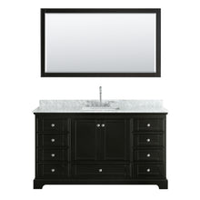 Load image into Gallery viewer, Wyndham Deborah 60 Inch Single Bathroom Vanity in Dark Espresso, White Carrara Marble Countertop, Undermount Square Sink, and 58 Inch Mirror- Wyndham