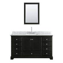 Load image into Gallery viewer, Wyndham Deborah 60 Inch Single Bathroom Vanity in Dark Espresso, White Carrara Marble Countertop, Undermount Square Sink, and Medicine Cabinet- Wyndham