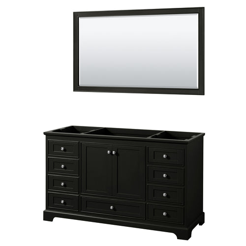 Wyndham Deborah 60 Inch Single Bathroom Vanity in Dark Espresso, No Countertop, No Sink, and 58 Inch Mirror- Wyndham