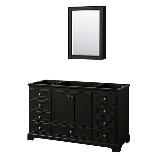 Wyndham Deborah 60 Inch Single Bathroom Vanity in Dark Espresso, No Countertop, No Sink, and Medicine Cabinet- Wyndham