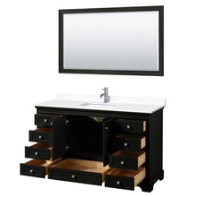 Load image into Gallery viewer, Wyndham Deborah 60 Inch Single Bathroom Vanity in Dark Espresso, White Cultured Marble Countertop, Undermount Square Sink, 58 Inch Mirror- Wyndham