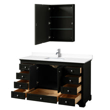 Load image into Gallery viewer, Wyndham Deborah 60 Inch Single Bathroom Vanity in Dark Espresso, White Cultured Marble Countertop, Undermount Square Sink, Medicine Cabinet- Wyndham