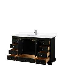 Load image into Gallery viewer, Wyndham Deborah 60 Inch Single Bathroom Vanity in Dark Espresso, White Cultured Marble Countertop, Undermount Square Sink, No Mirror- Wyndham