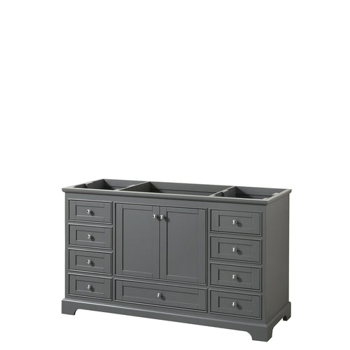 Wyndham Deborah 60 Inch Single Bathroom Vanity in Dark Gray, No Countertop, No Sink, and No Mirror- Wyndham