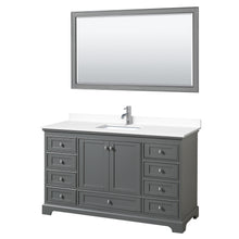 Load image into Gallery viewer, Wyndham Deborah 60 Inch Single Bathroom Vanity in Dark Gray, White Cultured Marble Countertop, Undermount Square Sink, 58 Inch Mirror- Wyndham