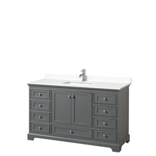 Load image into Gallery viewer, Wyndham Deborah 60 Inch Single Bathroom Vanity in Dark Gray, White Cultured Marble Countertop, Undermount Square Sink, No Mirror- Wyndham