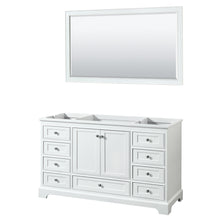 Load image into Gallery viewer, Wyndham Deborah 60 Inch Single Bathroom Vanity in White, No Countertop, No Sink, and 58 Inch Mirror- Wyndham