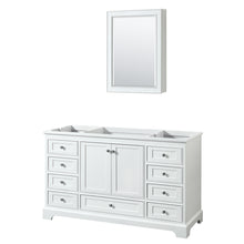 Load image into Gallery viewer, Wyndham Deborah 60 Inch Single Bathroom Vanity in White, No Countertop, No Sink, and Medicine Cabinet- Wyndham