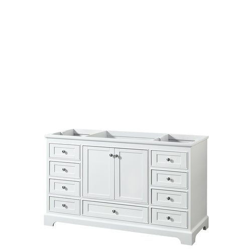 Wyndham Deborah 60 Inch Single Bathroom Vanity in White, No Countertop, No Sink, and No Mirror- Wyndham