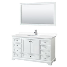 Load image into Gallery viewer, Wyndham Deborah 60 Inch Single Bathroom Vanity in White, White Cultured Marble Countertop, Undermount Square Sink, 58 Inch Mirror- Wyndham