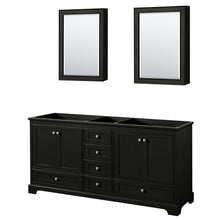 Load image into Gallery viewer, Wyndham Deborah 72 Inch Double Bathroom Vanity in Dark Espresso, No Countertop, No Sinks, and Medicine Cabinets- Wyndham